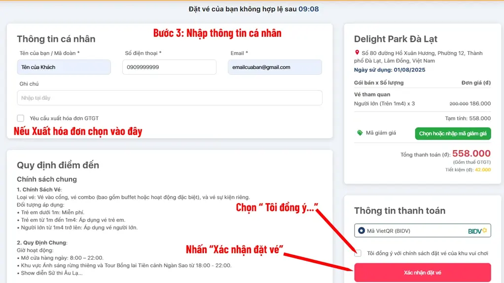 Hướng dẫn đặt vé Online Delight Park Đà Lạt